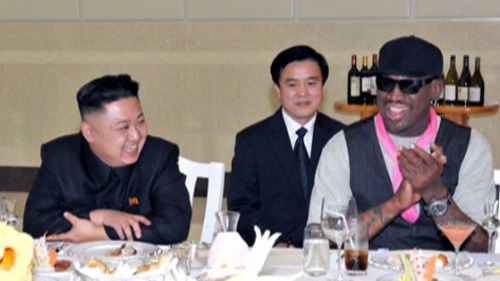 북한 김정은과 데니스 로드먼.