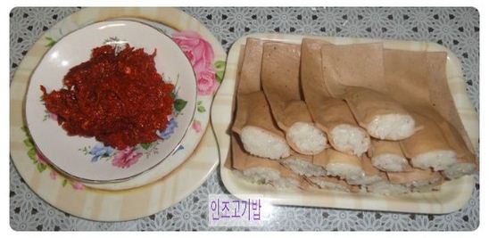 ▲북한 인조고기밥
