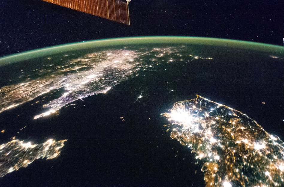 2014년 1월 국제우주정거장(ISS)에서 촬영한 한반도의 위성사진. /미국 항공우주국(NASA)