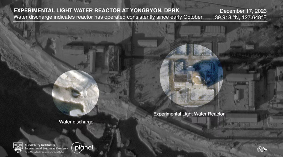 북한 평안북도 영변 핵시설 내 실험용 경수로(ELWR) 건물 일대를 촬영한 작년 10월17일자 위성사진. /미국 미들베리연구소·플래닛랩스